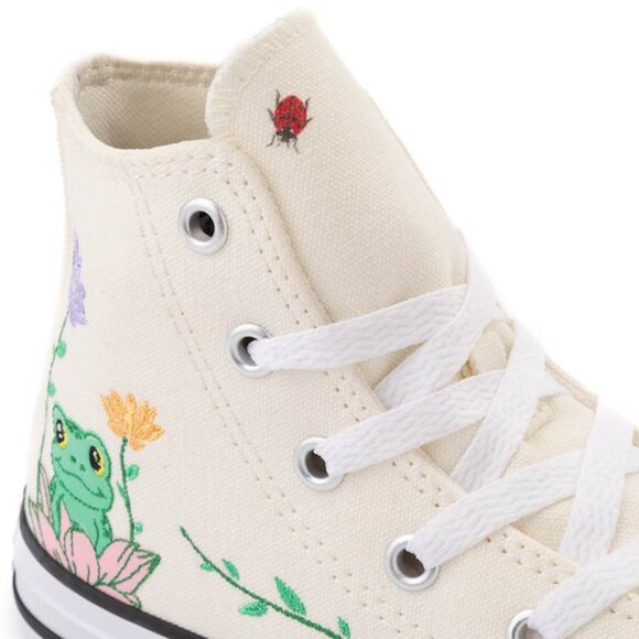 CONVERSE Chuck Taylor Alll Star "Frog Garden" High-Top Sneaker- Egret- Sz:3YOUTH - Picture 13 of 13